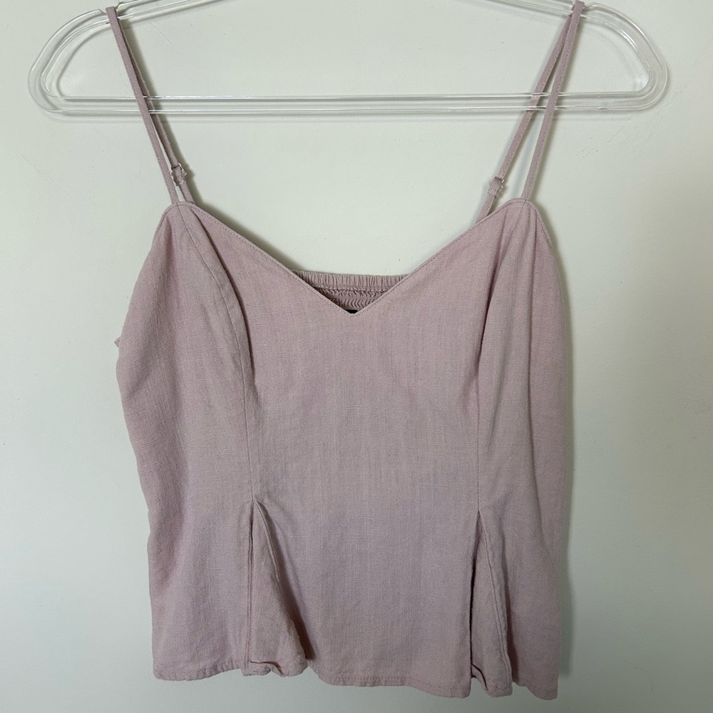 Express Linen Blend Crop‎ Peplum Cami Light Pink Size Small